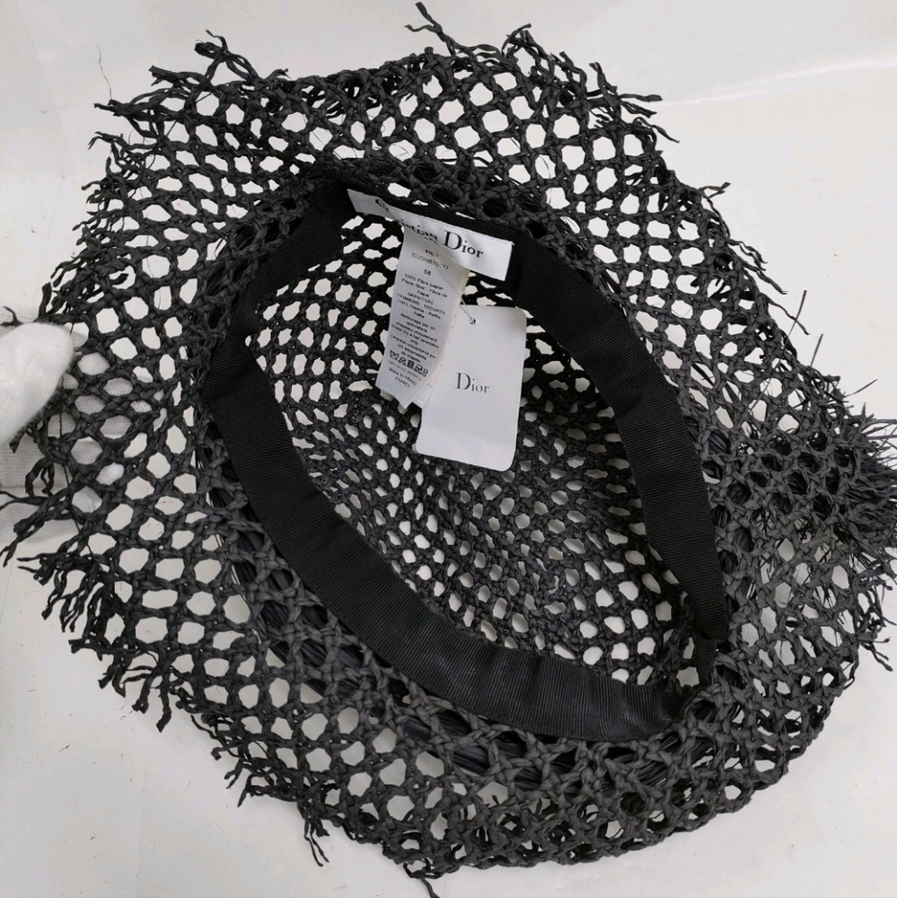 Dior Runway Hat Black 100% Paper Rare NWT Elegant Women's Hat Needs Steaming S/M - Picture 8 of 16